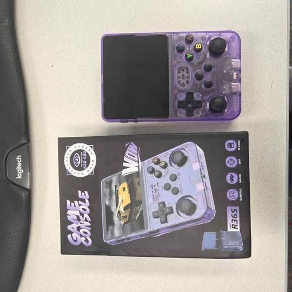 🎮 R36S Retro Handheld Game Console (Transparent Purple) – Like New